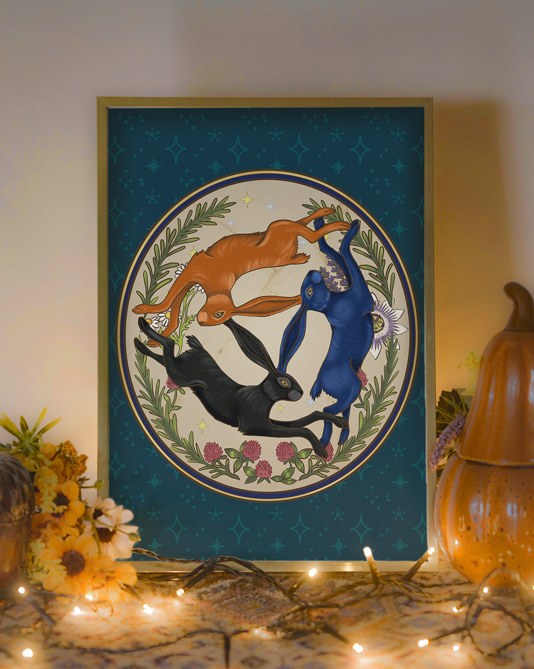 Three Hares Blue